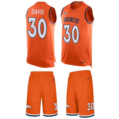 Nike Broncos #30 Terrell Davis Orange Team Color Men's Stitched NFL Limited Tank Top Suit Jersey